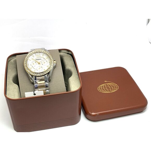 Fossil Women's Watch ES3204 Riley Quartz Two Tone Stainless Steel Gemmed 38mm - Picture 3 of 15